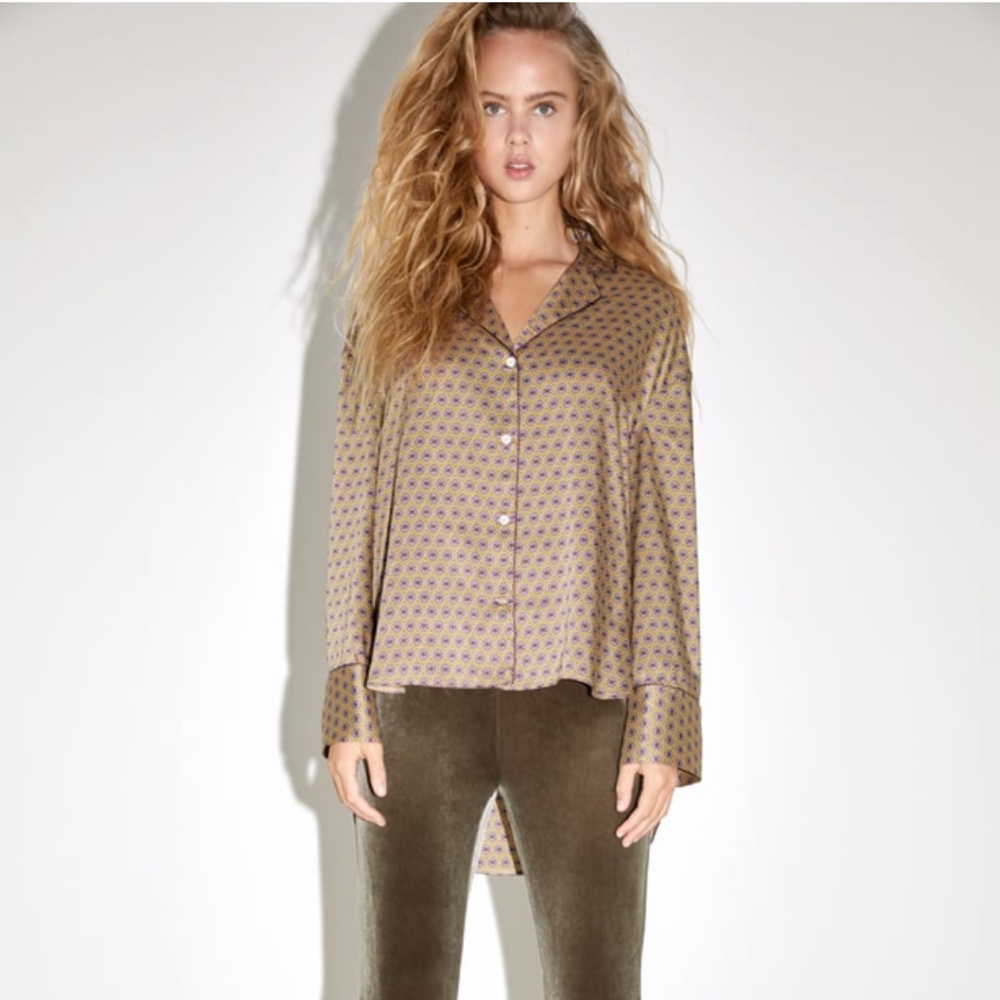 Zara geometric print silky shirt